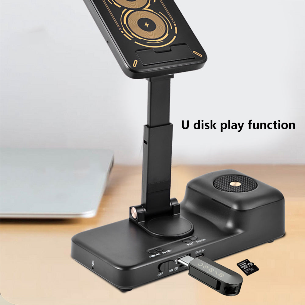 F21 Wireless Charger 15W Charging Station with Bluetooth Speaker Breathable Phone Holder F21 Wireless Charger 15W Charging Station with Bluetooth Speaker Breathable Phone Holder